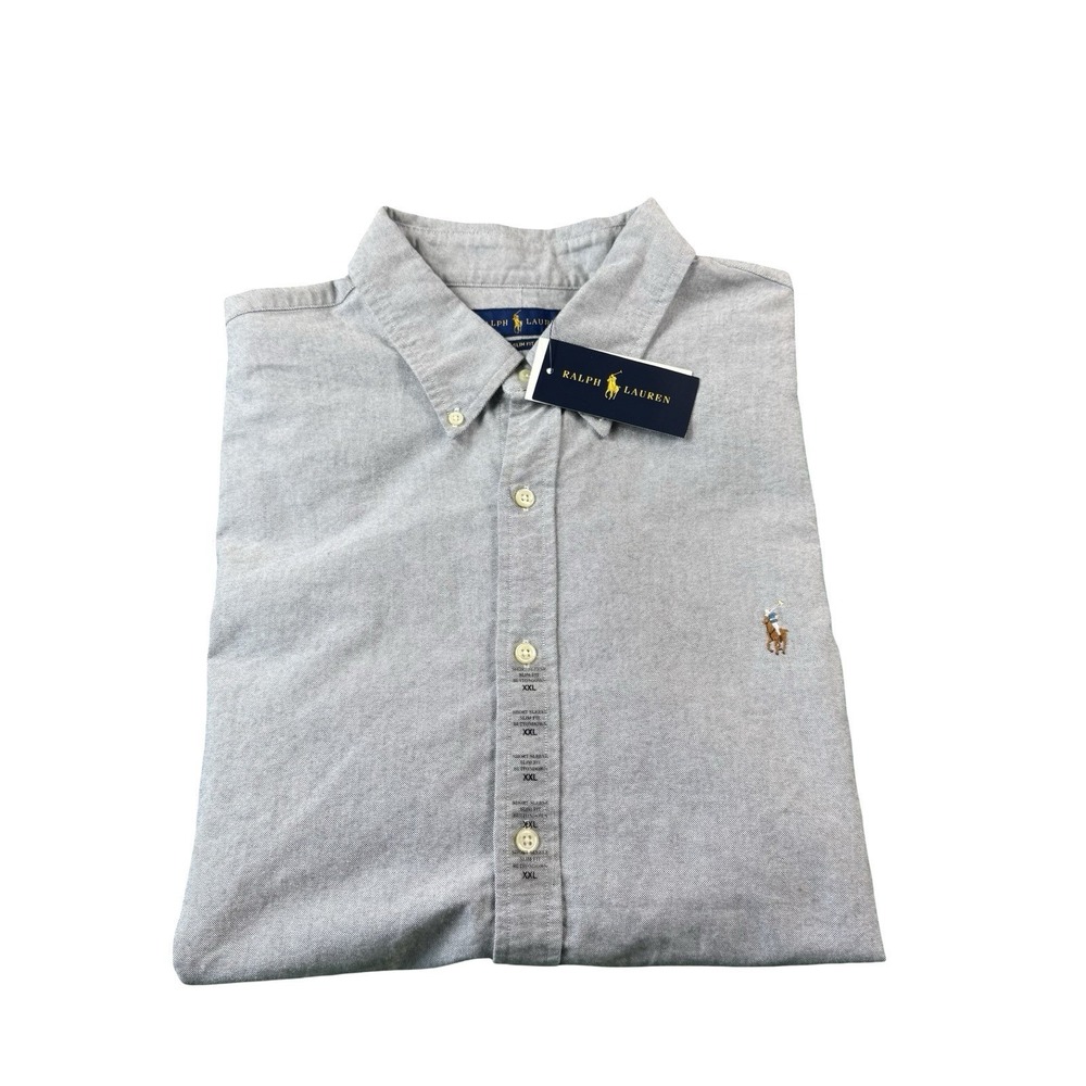 Polo Ralph Lauren Gray Oxford Cotton Mens S/S Button Front Size 2XL XXL NWT